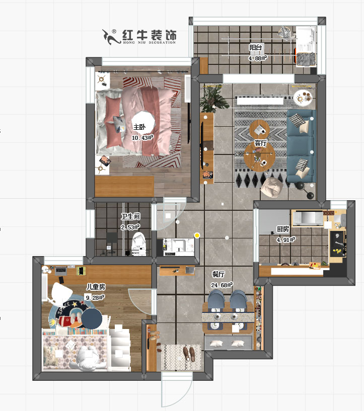 顧娟_啓迪方洲明園6-2502-77㎡-簡約北歐風格_平面圖