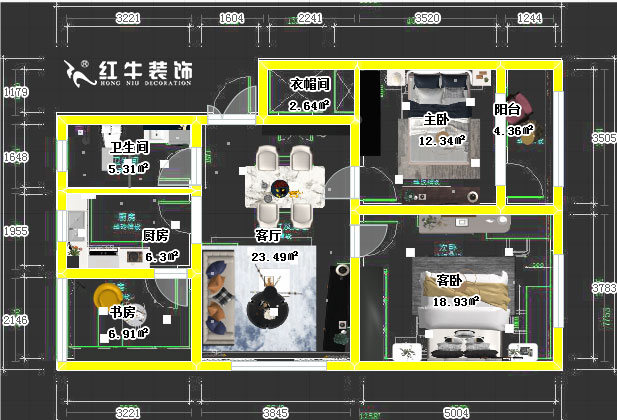 顧娟_苜蓿園大街(jiē)238号3-4-508-90㎡-簡約風格00平面彩圖