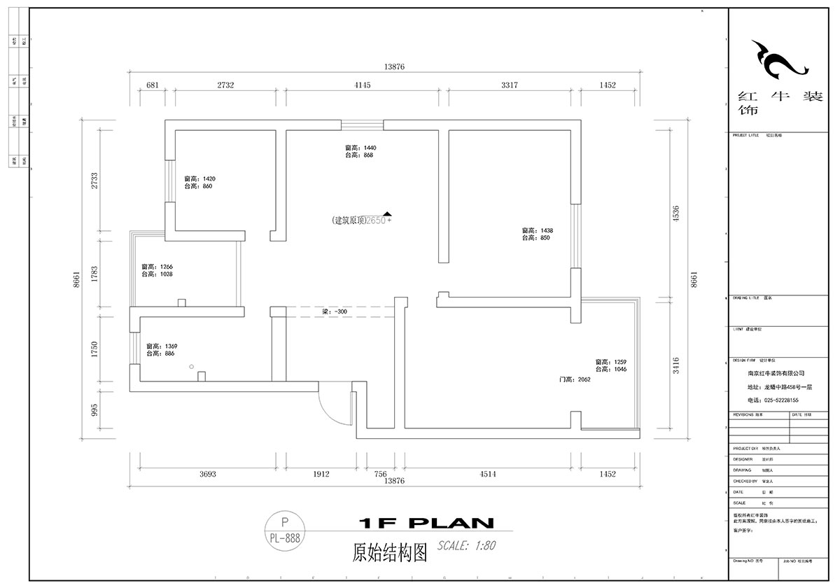 顧娟_怡居園5-19-302-102㎡-現代風格_3室2廳1衛（老房裝(zhuāng)修）_定制家￥130000_全包13萬00_01原始結構圖