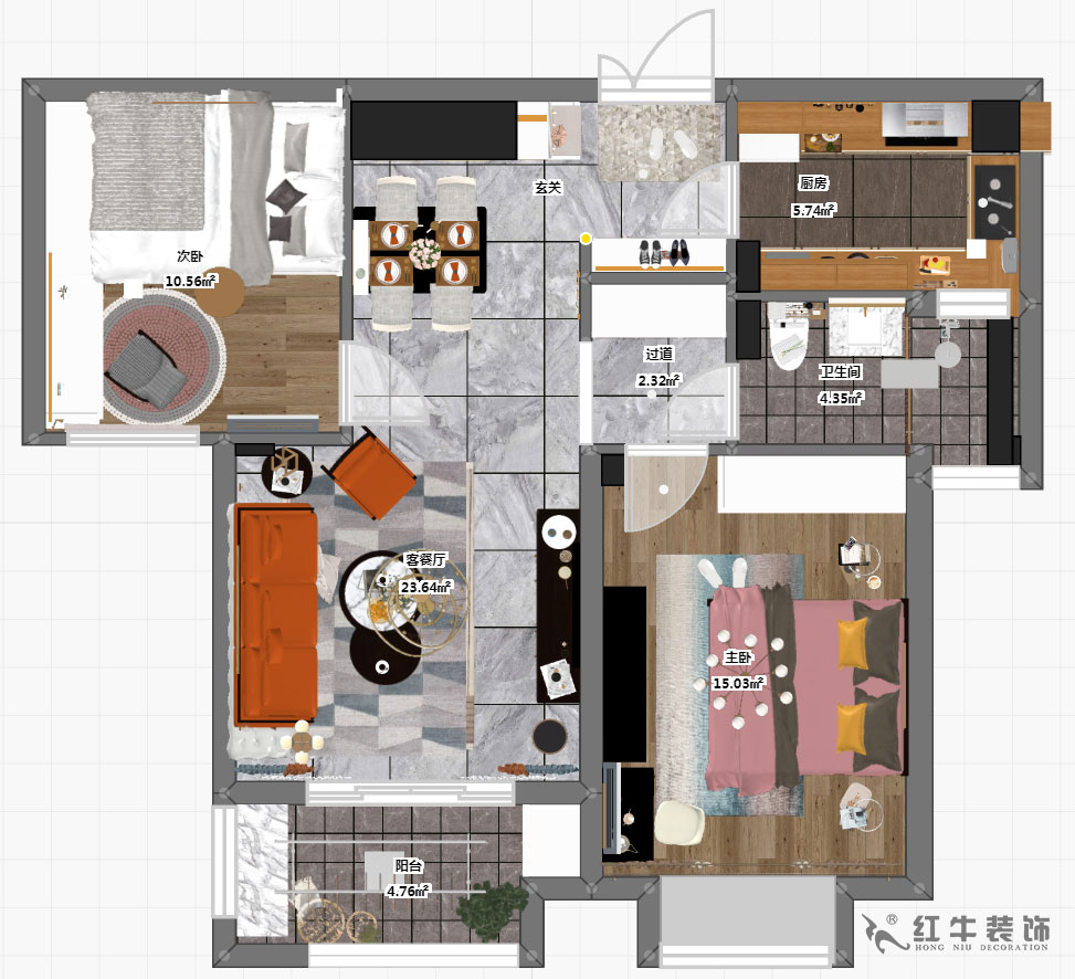 劉萍萍_旭日愛上城5區(qū)3-2405-90㎡-輕奢風格_2室2廳1衛（老房裝(zhuāng)修）_定制家￥124010_全包12