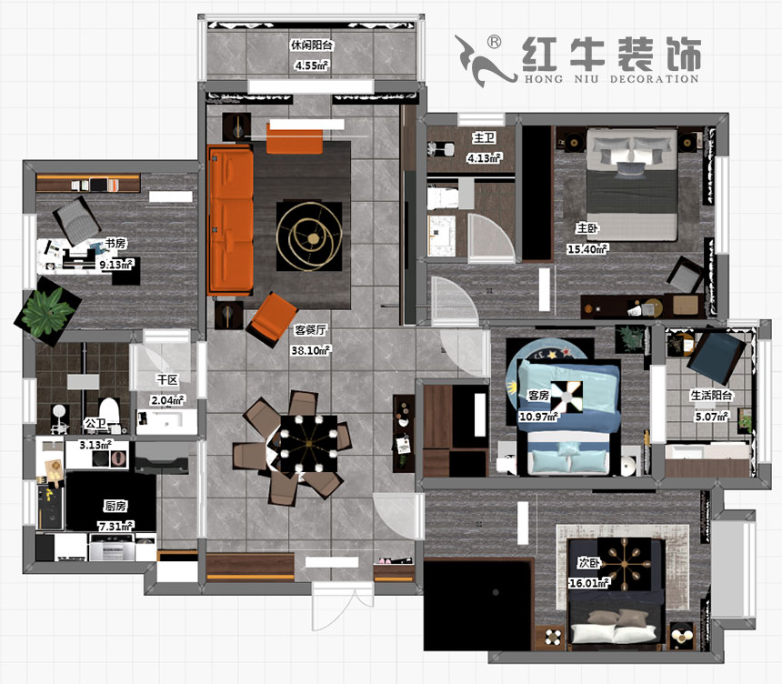 劉小(xiǎo)勇_鴻雁名(míng)居20-1001-140㎡-現代風格_4室2廳2衛（新(xīn)房裝(zhuāng)修）_定制家￥208000_全包20萬00_03彩平圖