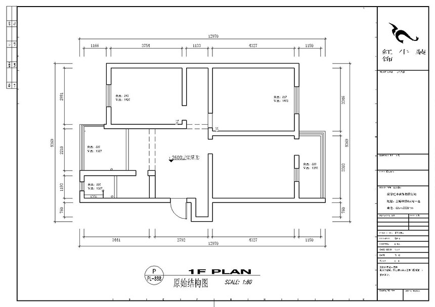 顧娟_全福小(xiǎo)區(qū)10-201-90㎡-現代風格_2室2廳1衛（舊房裝(zhuāng)修）_半包￥66800_全包13萬00_01原始結構圖