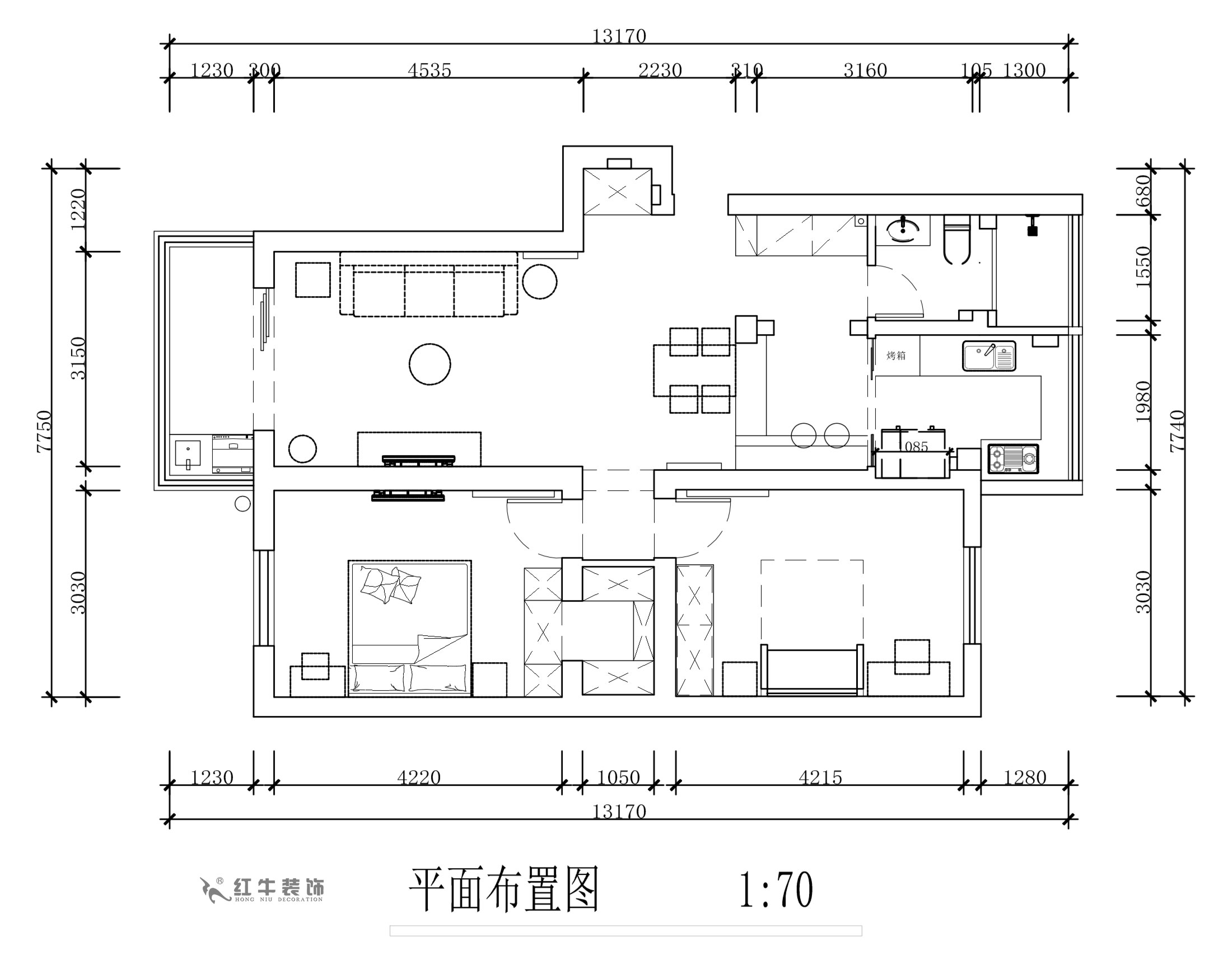 蔣琛｜天福園43-401-90㎡-現代簡約風格｜2室1廳1衛｜舊房裝(zhuāng)修｜定制家￥122757｜全包12萬｜00_02平面布置圖