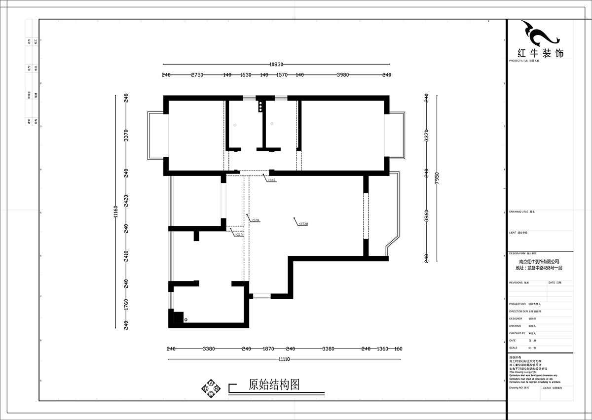 【實景案例】張智猿｜金域華府-120㎡-簡約風格｜3室1廳2衛｜老房裝(zhuāng)修｜定制家｜全包16萬｜00_01原始結構圖