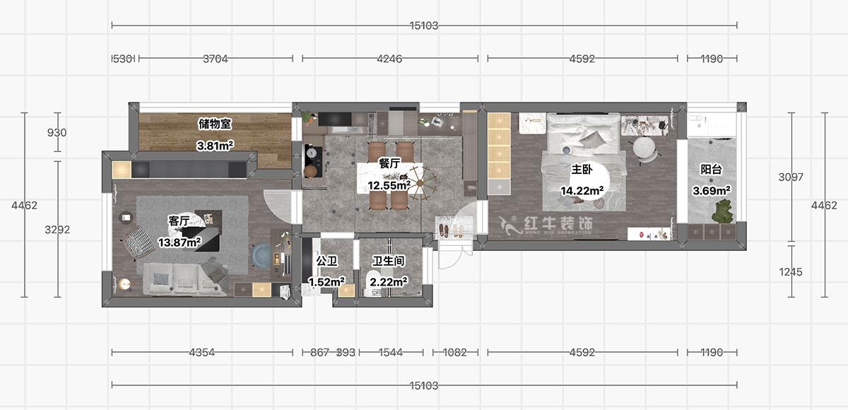 顧娟｜衛崗26号3-110-65㎡-現代風格｜3室2廳1衛｜舊房裝(zhuāng)修｜定制家￥86600｜全包12