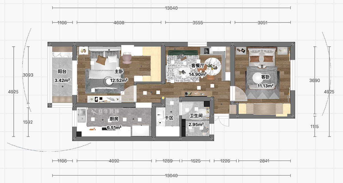 顧娟｜大光路36号3-301-60㎡-現代風格｜2室2廳1衛｜舊房裝(zhuāng)修｜定制家｜全包11