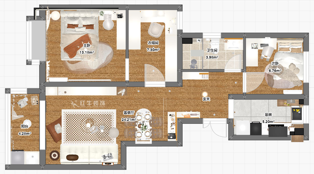 賈庭｜紫金觀邸4-1306-88㎡-北歐風格｜3室3廳1廚1衛｜新(xīn)房裝(zhuāng)修｜定制家｜全包10