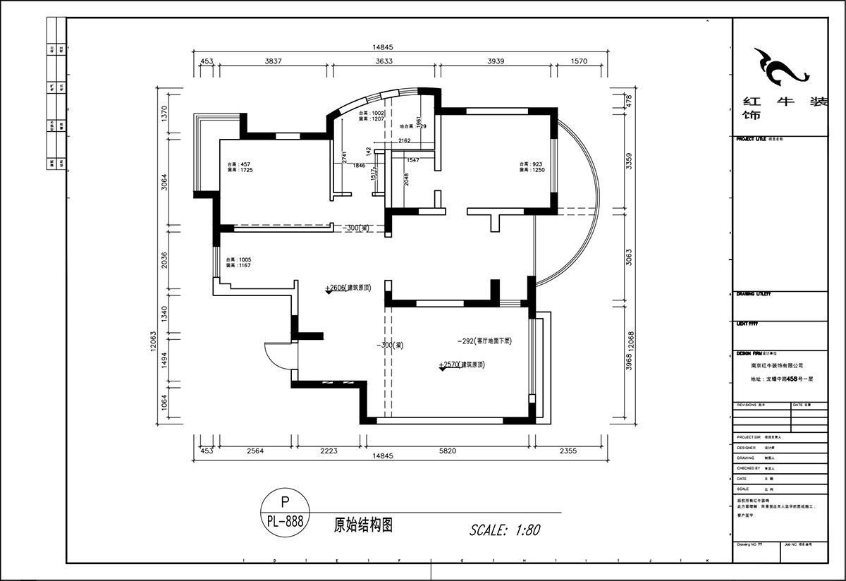 顧娟｜翠島花(huā)城荷田苑6-101-135㎡-現代簡約風格｜3室2廳2衛｜舊房裝(zhuāng)修｜定制家｜全包19萬｜00_01原始結構圖