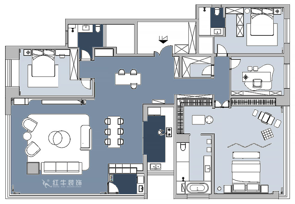 【實景案例】朱明琪｜天鵝堡花(huā)園-280㎡-現代輕奢風格｜3室2廳2衛｜精(jīng)裝(zhuāng)修改造｜改造家｜全包30萬｜00_02平面布置圖