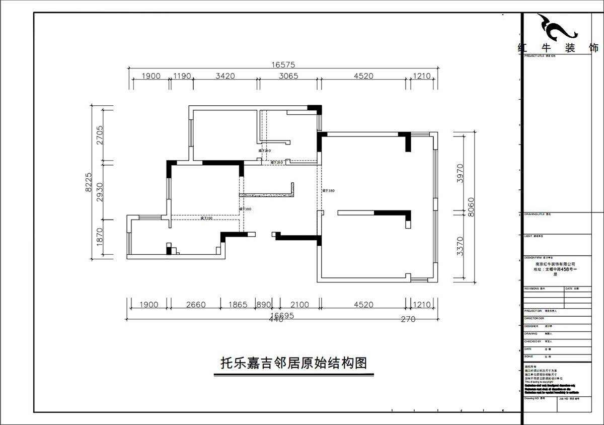 朱彥｜托樂嘉吉鄰居3-905-110㎡-現代風格｜3室2廳1衛｜老房裝(zhuāng)修｜定制家｜全包15萬｜00_01原始結構圖