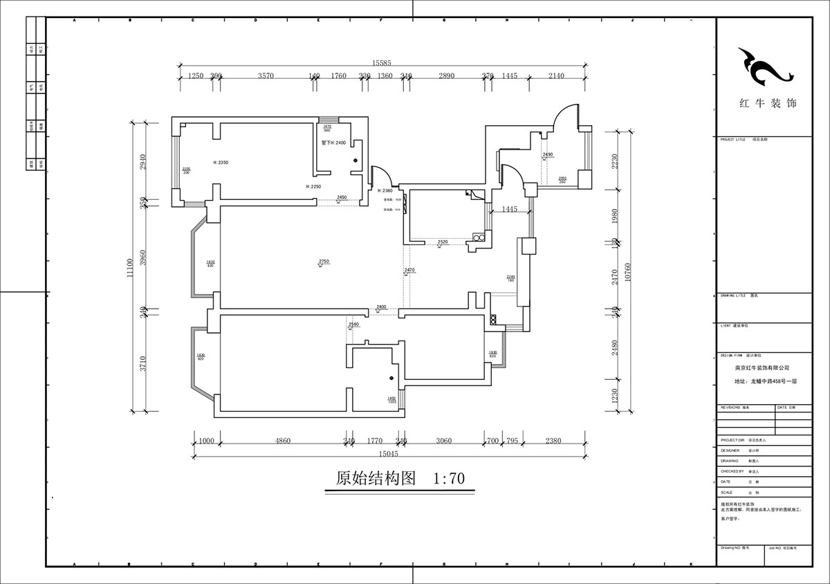 蔣琛｜禦江金城11-3-2206-140㎡-法式奶油風格｜3室2廳2衛｜新(xīn)房裝(zhuāng)修｜定制家｜全包23萬｜00_01原始結構圖