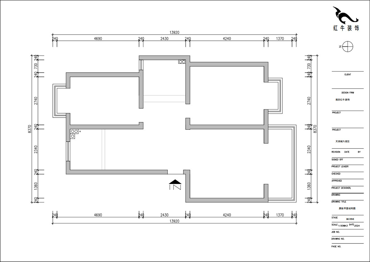 朱明琪｜天潤城六街(jiē)區(qū)30-103-85㎡-原木(mù)風格｜2室1廳1衛｜老房裝(zhuāng)修｜定制家｜全包11萬｜00_01原始結構圖